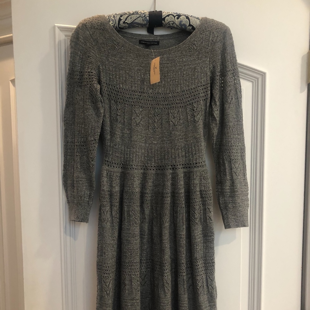 American Eagle Gray Midi Sweater Dress